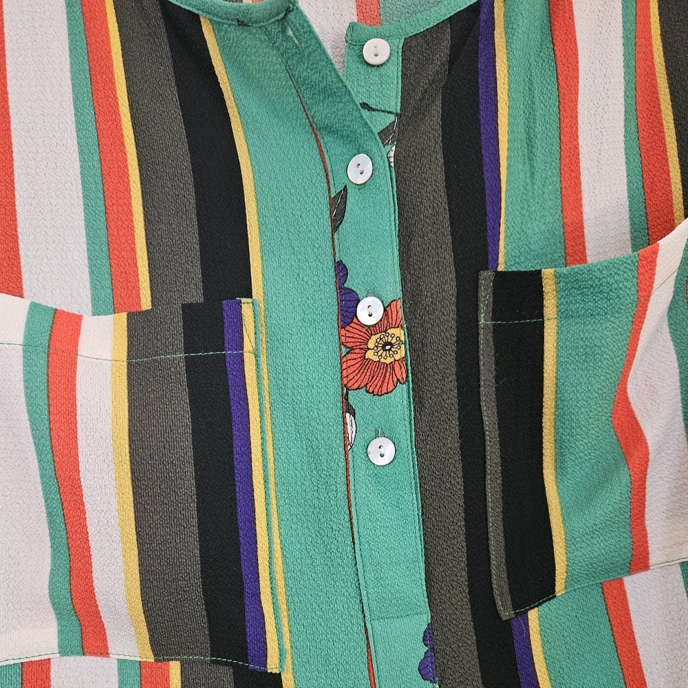 Fig and Flower Colorful Striped Blouse Sz 2X Crepe Material Euc - Picture 8 of 8